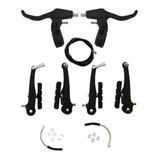 Freio V-brake Em Nylon Preto Mtb Bike C/ Manete E Cabos