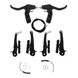 Freio V-brake Em Nylon Preto Mtb Bike C/ Manete E Cabos