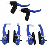Freio V-brake Nylon Azul Bike C/ Manete Cabos E Reparos