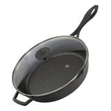 Frigideira De Ferro Fundido Com Tampa De Vidro 28 Cm