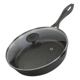 Frigideira Líder 1,95 Litros Preta Tampa Vidro 24 Cm Santana