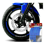 Friso Adesivos Para Roda M1 Palavra Yamaha Fazer Fz15 Azul