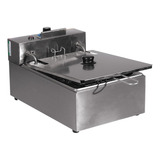 Fritador C/ Tampa 5 Litros 220v 1 Cuba Aço Inox Top Cor Prateado