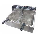 Fritador Elétrico 2 Cubas 12 Litros Em Inox
