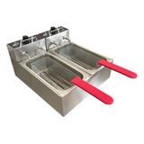 Fritador Elétrico 2 Cubas 6 Litros + Tampas Inox Cor Prateado 220v