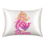 Fronha De Cetim Personalizada Barbie Sereia Com Nome B1