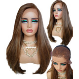 Front Lace Castanho Acobreado Repartição Livre Longa Lisa