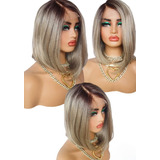 Front Lace Loira Acinzentada Long Bob Chanl Lisa Baby Hair