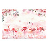 Fundo Fotográfico 2,20 X 1,50 - Flores 001 Cor Unica Desenho Impresso Flores E Flamingos 088