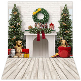 Fundo Fotográfico Pet Shop Cenário Tecido 1,20x1,70 Vertical Desenho Impresso Natal Pet Ursos Pet-87