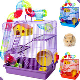 Gaiola Hamster Com Casa Grande Completa 3 Andares Tubo Luxo