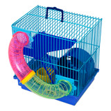 Gaiola Para Hamster Moradia Pop Tubo Colorido 2 Andares Azul