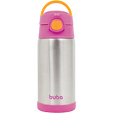 Garrafa Copo Térmico Com Canudo Rosa Buba