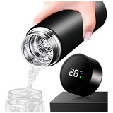 Garrafa Térmica Em Aço Inox Com Termômetro Digital 480 Ml Cor Preto Led