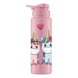 Garrafinha De Agua Infantil 750 Ml Unicórnio Plástico