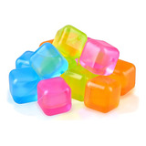 Gelo Ecológico Kit 12 Cubos Artificial Colorido Reutilizável