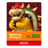 Gift Card Nintendo Switch 3ds Wii Eshop Brasil R$ 300 Reais