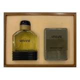 Giorgio Armani Eau Pour Homme - Perfume Edt 100ml Splash Na Edição Antiga + Sabonete 150g Com Saboneteira - Kit Em Caixa De Madeira - Veja As Fotos