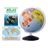Globo Terrestre Continental 43cm Altura + Atlas + Mapa Mundi