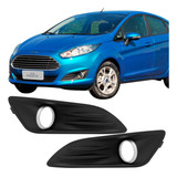 Grade Farol Auxiliar New Fiesta 14/17 Aro Cinza C/ Furo Par