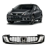 Grade New Civic 2015 2016 Black Piano Com Emblema Cromado