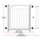 Grade Portão Porta Proteção Pets Crianças C/ Extensor Branco