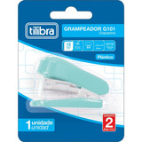 Grampeador Mini G101 26/6 12 Folhas Com Extrator Tilibra Cor Aqua