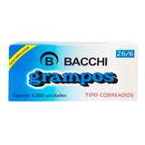 Grampo 26/6 Cobreado - 05 Caixas Com 5000 Grampos - Bacchi
