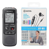 Gravador D Voz Sony Icd-px240 + Microfone Lapela Boya By-m1