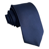 Gravata Azul Marinho Social Trabalhada Slim Quadriculada