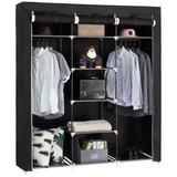 Guarda Roupa Dobrável Organizador Portátil Armário Grande Kontuz Cor Preto