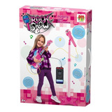 Guitarra Com Microfone Pedestal Som Rosa Rock Show-dm Toys