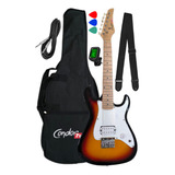 Guitarra Condor Infantil Capa, Cabo, Alça, Palheta, Afinador