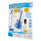 Guitarra E Microfone Rock Show Com Luzes Coloridas - Azul