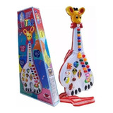 Guitarra Infantil Girafa Colorida Com Som E Luz Musical