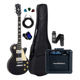 Guitarra Lps 230 Bks Preta Fosca Kit Capa Cubo + Acessórios