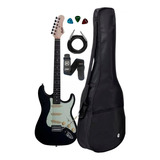 Guitarra Tagima Memphis Mg-30 Strato Preto + Kit Capa Cabo