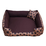 Gv Enxovais Cama Mediana Para Perros Cama Con Cremallera Cama Para Mascotas G Marrón Con Patitas G 70x70