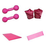 Halter Rosa 1 Kg + Caneleira 1 Kg + Colchonete + Elástico