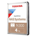 Hd Interno 4 Tb Toshiba Nas N300 24x7 Sata Iii 6.0gb/s 256mb Cor Prata/preto