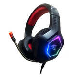 Headset Fone Ouvido Gamer Rgb Pc Celular Ps4 Ps5 Xbox Red Cor Preto Luz Vermelho
