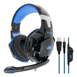 Headset Fone Ouvido Knup Gamer Pc Celular Ps4 Ps5 Xbox Over Cor Preto Y Azul Kp-455a