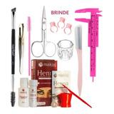 Hena Sobrancelhas Profissional Pincel Tesoura Kit Completo