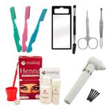 Henna Makiaj Profissional Com Kit Macrilan Pincel 3 Navalha