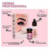 Henna Menela Profissional Para Designer De Sobrancelhas Cor Castanho Escuro 2,5g Com Fixador E Nanotecnologia