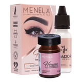 Henna Menela Profissional Para Designer De Sobrancelhas Cor Castanho Médio 2.5g Com Fixador E Nanotecnologia