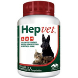Hepvet Suplemento 30 Comprimidos Vitaminas Cães E Gatos Frasco 30g Vetnil