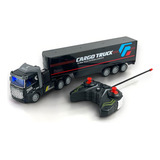 Hf Presentes Carrinho Controle Remoto Caminhão Cargo Truck Recarregável Cor Preto