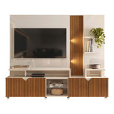 Home Para Tv Até 55 Led Ripado 3d 2,10m Off White Madeirado