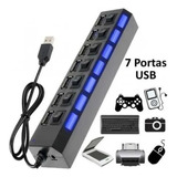 Hub Usb Cabo Extensor Régua Usb 3.0 E 2.0 7 Portas High Speed Hd Pen Drive Pc Adaptador Compativel Notebook